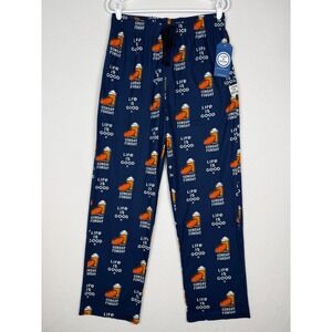 NEW Life is Good Mens M Sunday Funday Football Beer Pajama Pants Navy Blue